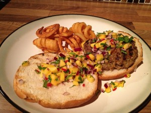 Spiced Burgers with Mango Salsa