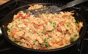 CHicken, Peas and Egg Fried Rice